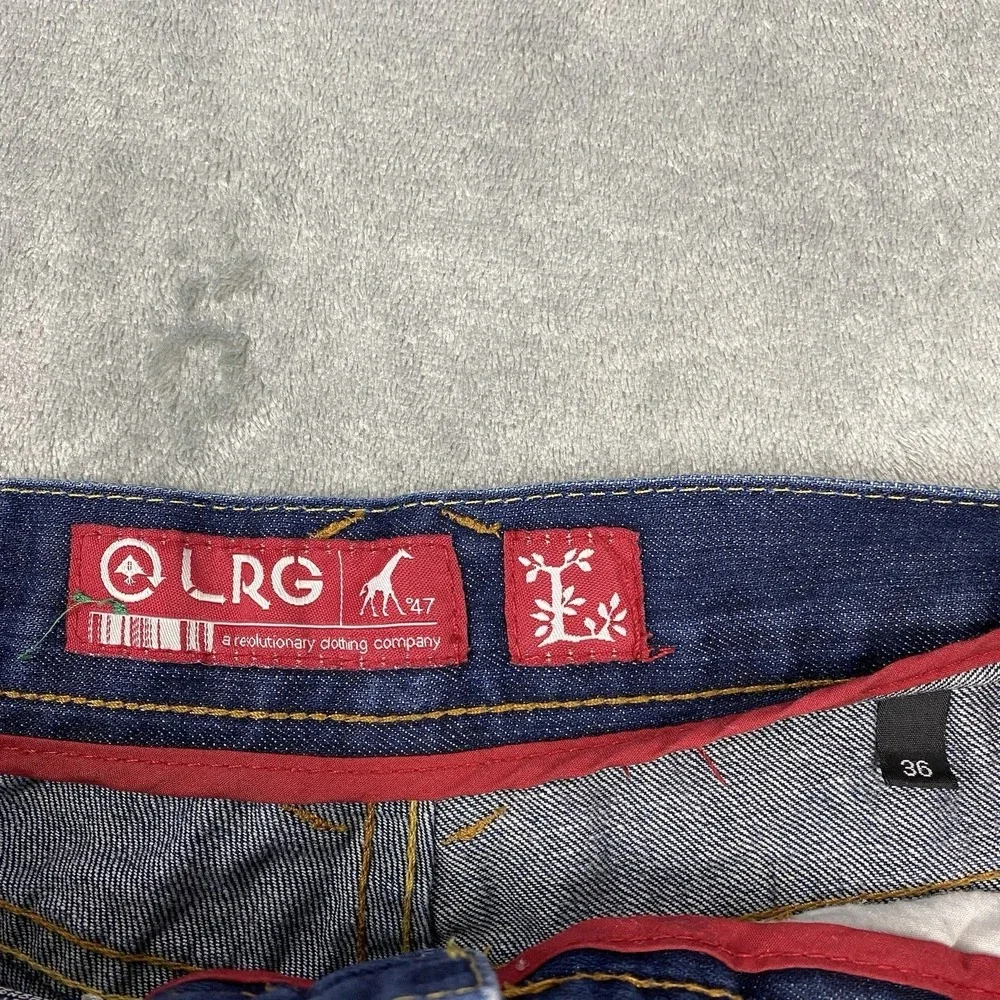 Vtg Lifted Research Group Jeans Mens 36x30.5 Blue Wolf Embroidered Y2K Baggy LRG